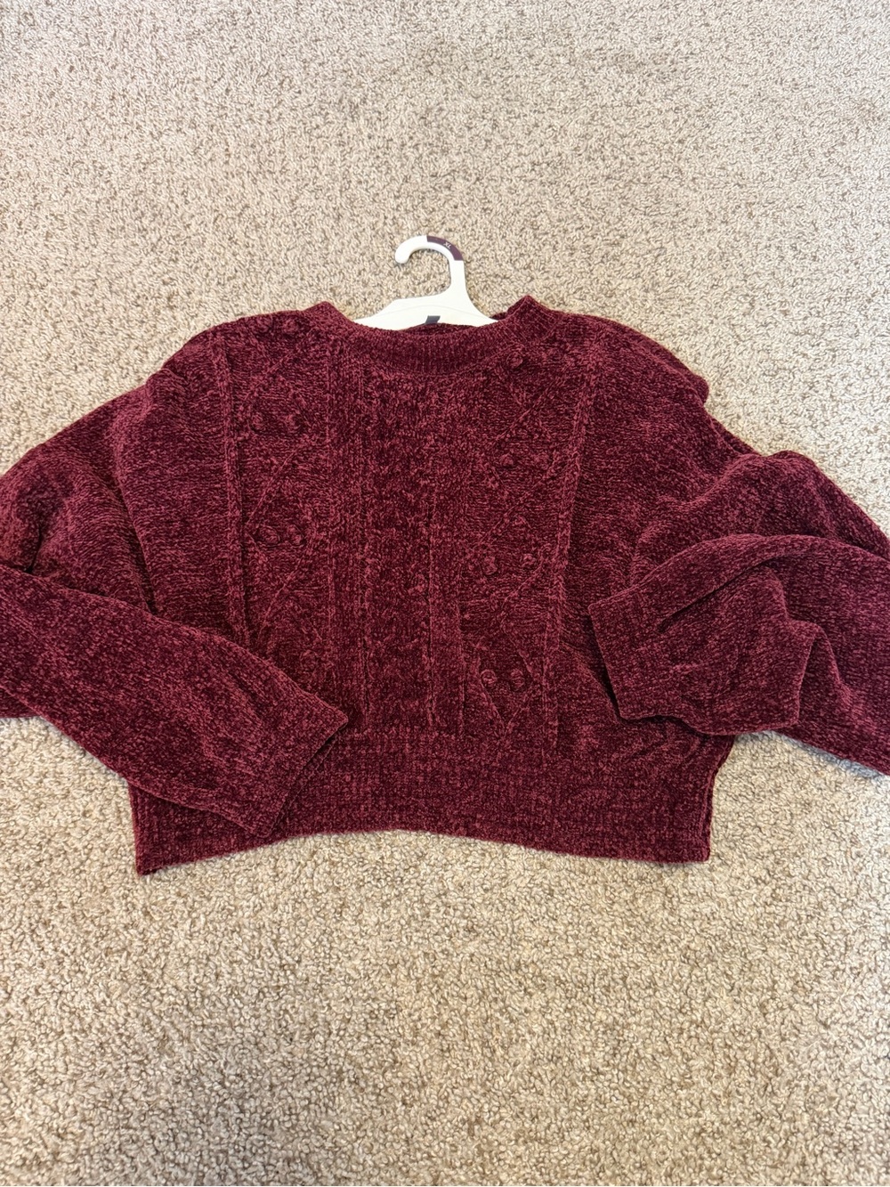 Charlotte Russe Chenille Crewneck Sweater - Wine